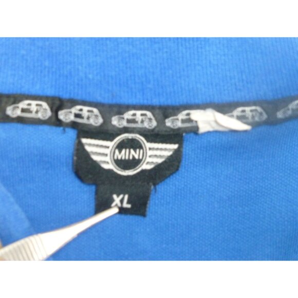 Mini Cooper Mens XL Blue Polo Shirt With Car And Logo Details Button Collar Shor - Picture 2 of 8